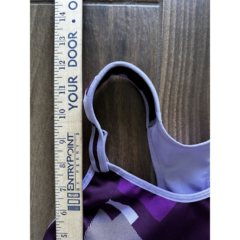 Brooks Juno High Impact Sports Bra Purple Geometric 40B 350037 Adjustable Straps - Picture 4 of 5